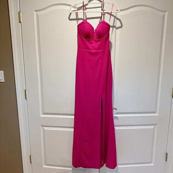 BARIANO Australia Sweetheart Barbie Fuchsia Pink Mermaid Corset Maxi Gown | S - Picture 2 of 13